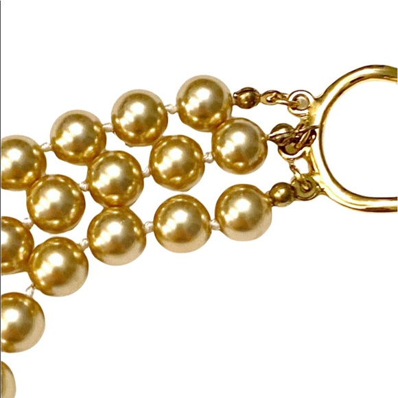 KJL 3 Strand Pearl Necklace Logo Clasp vintage - Picture 4 of 5